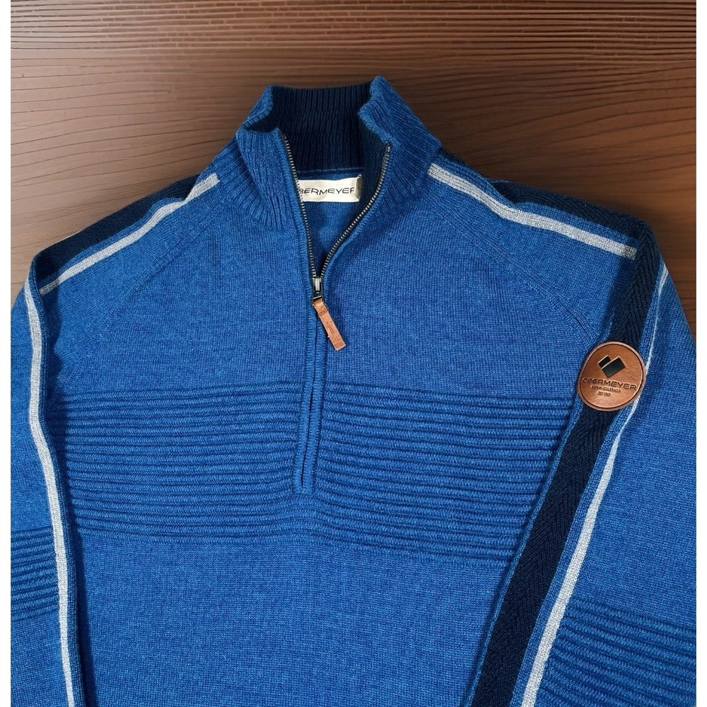 Obermeyer Vince Half Zip Sweater Men's L Premium‎ Ribbed Merino Wool Blend *EUC